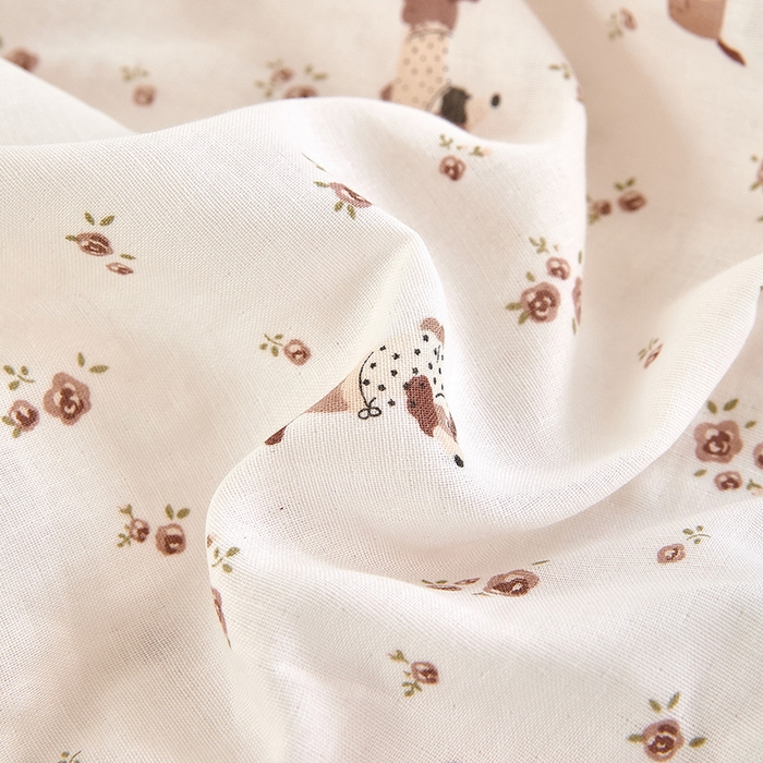 91家纺网 家纺一手货源 找家纺 锦罗绣 2025新款全棉双层纱印花系列单床笠 绅士犬