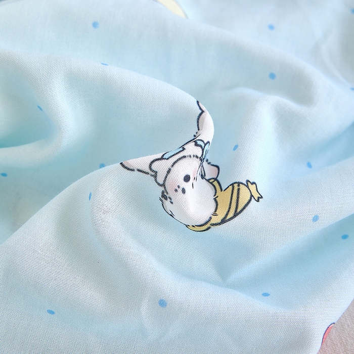 91家纺网 家纺一手货源 找家纺 锦罗绣 2025新款全棉双层纱印花系列单床笠 可爱小狗