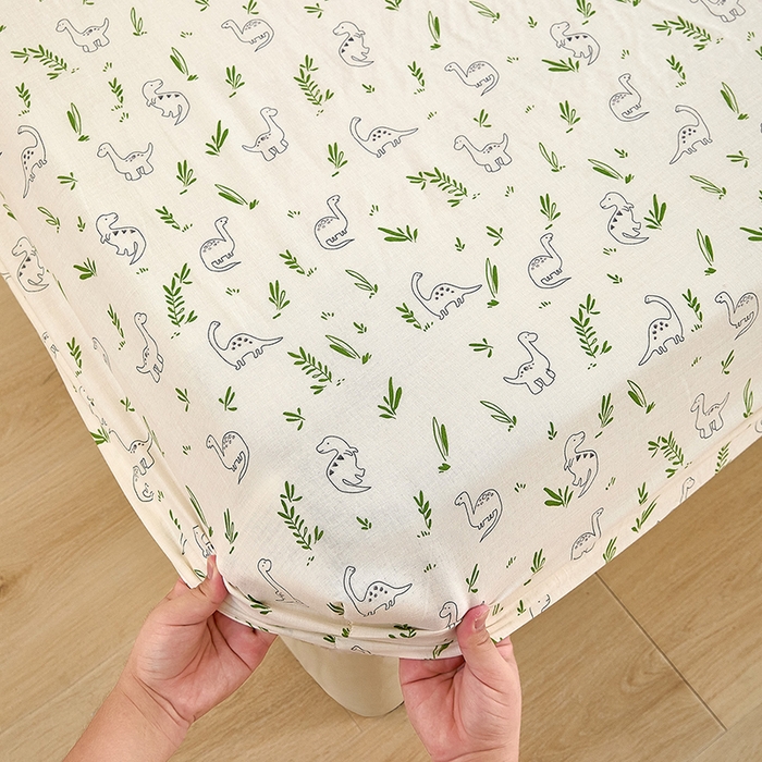 91家纺网 家纺一手货源 找家纺 锦罗绣 2025新款全棉双层纱印花系列单床笠 迷你龙