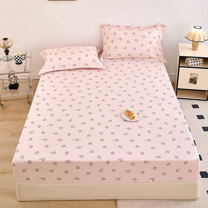 91家纺网 家纺一手货源 找家纺 锦罗绣 2025新款全棉双层纱印花系列单床笠 象象