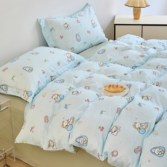 91家纺网 家纺一手货源 找家纺 2025新款全棉双层纱印花四件套（第二批）可爱小狗