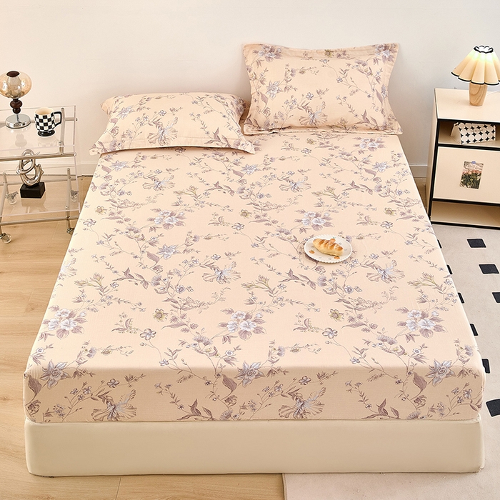 91家纺网 家纺一手货源 找家纺 锦罗绣 2025新款全棉双层纱印花系列单床笠 清新碎花