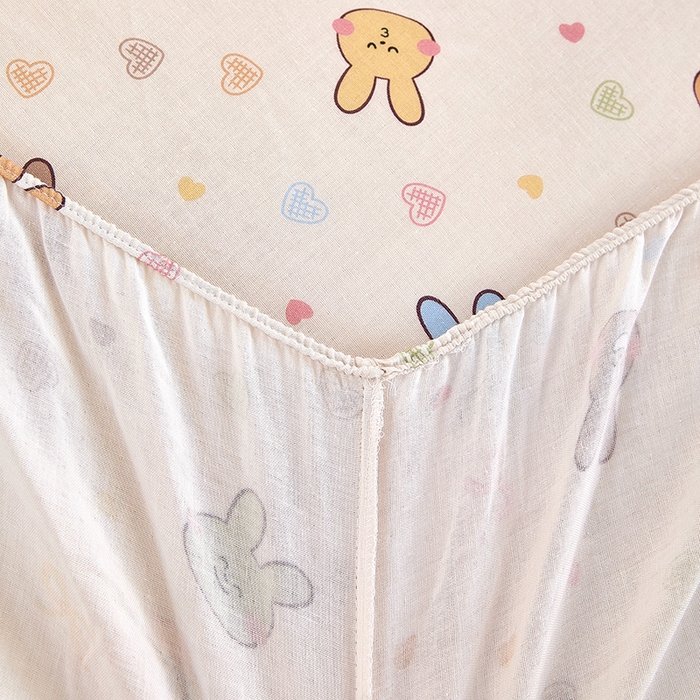 91家纺网 家纺一手货源 找家纺 锦罗绣 2025新款全棉双层纱印花系列单床笠 小兔园