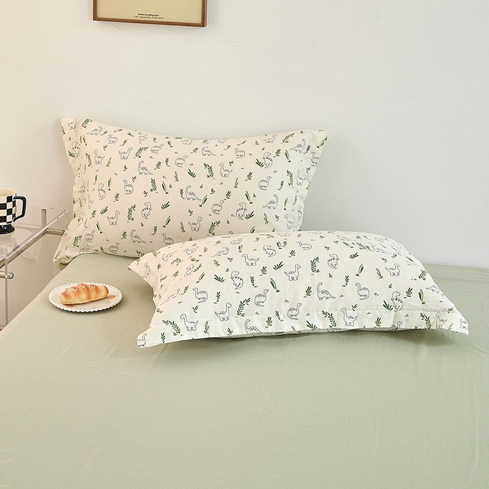 91家纺网 家纺一手货源 找家纺 2025新款全棉双层纱印花四件套（第二批）迷你龙