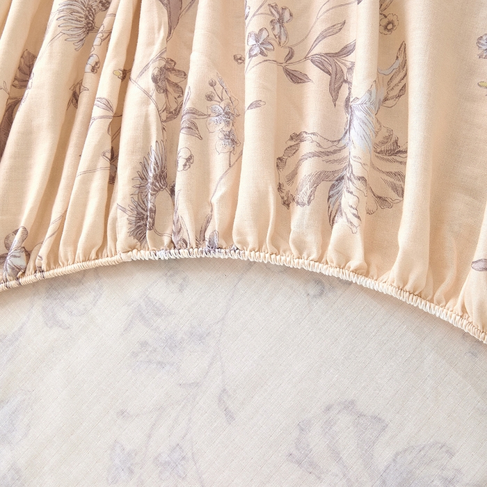 91家纺网 家纺一手货源 找家纺 锦罗绣 2025新款全棉双层纱印花系列单床笠 清新碎花