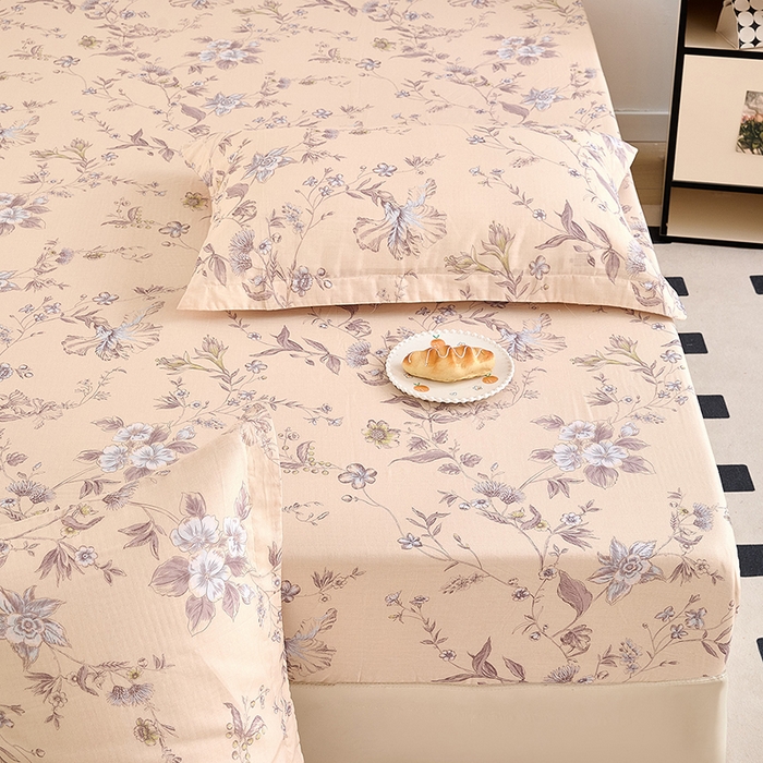 91家纺网 家纺一手货源 找家纺 锦罗绣 2025新款全棉双层纱印花系列单床笠 清新碎花