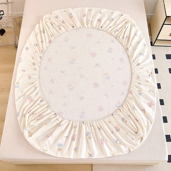 91家纺网 家纺一手货源 找家纺 锦罗绣 2025新款全棉双层纱印花系列单床笠 宝贝乐园