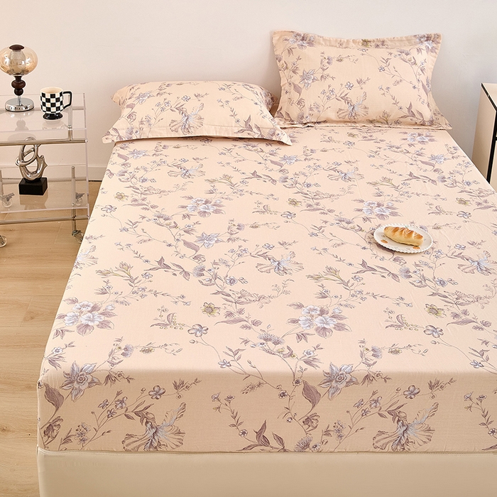 91家纺网 家纺一手货源 找家纺 锦罗绣 2025新款全棉双层纱印花系列单床笠 清新碎花