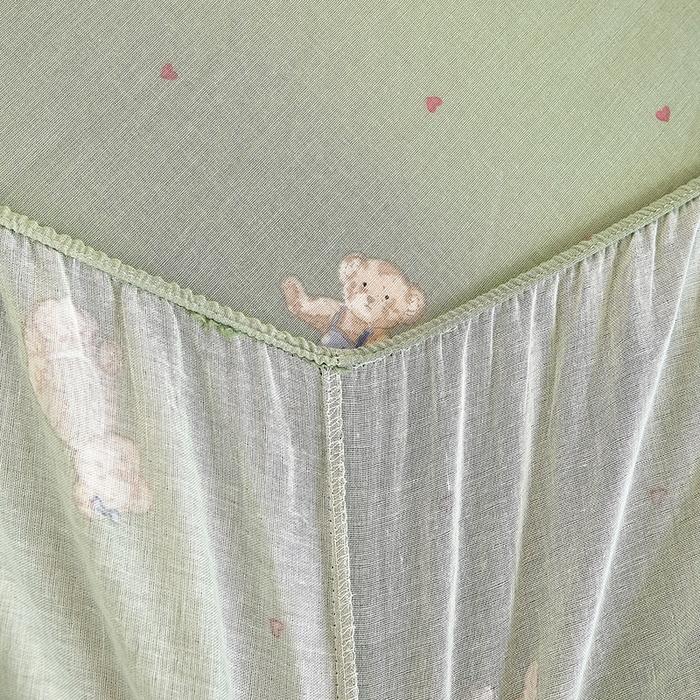 91家纺网 家纺一手货源 找家纺 锦罗绣 2025新款全棉双层纱印花系列单床笠 爱乐熊