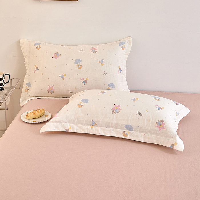 91家纺网 家纺一手货源 找家纺 2025新款全棉双层纱印花四件套（第二批）宝贝乐园