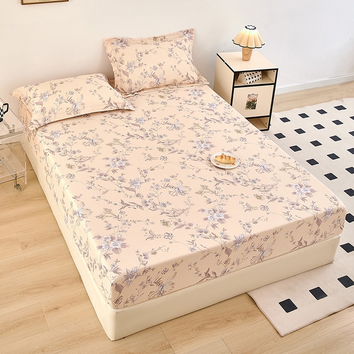 91家纺网 家纺一手货源 找家纺 锦罗绣 2025新款全棉双层纱印花系列单床笠 清新碎花