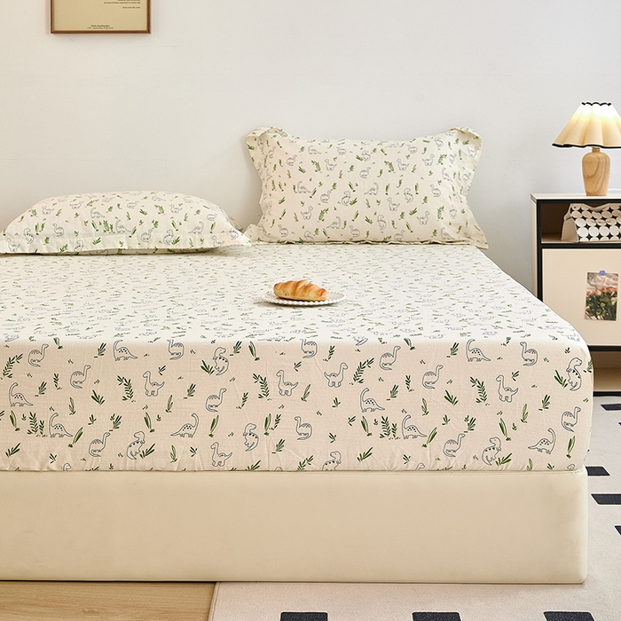 91家纺网 家纺一手货源 找家纺 锦罗绣 2025新款全棉双层纱印花系列单床笠 迷你龙