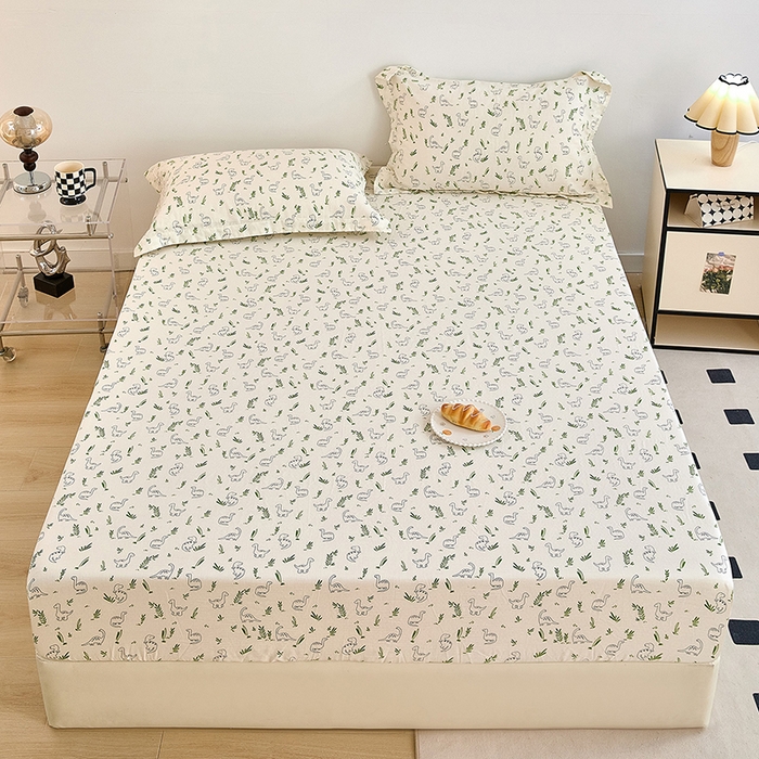 91家纺网 家纺一手货源 找家纺 锦罗绣 2025新款全棉双层纱印花系列单床笠 迷你龙