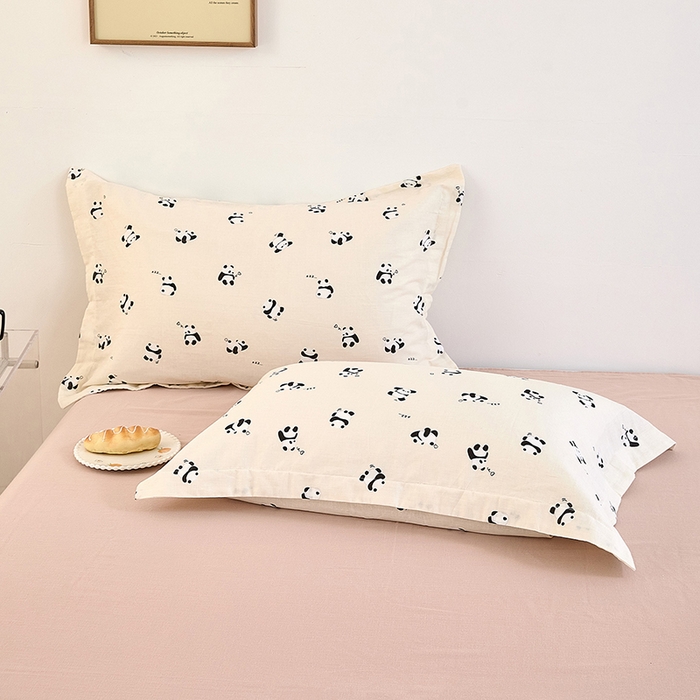 91家纺网 家纺一手货源 找家纺 2025新款全棉双层纱印花四件套（第二批）国宝熊猫