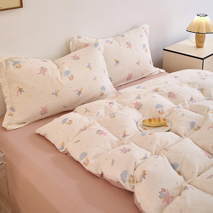 91家纺网 家纺一手货源 找家纺 2025新款全棉双层纱印花四件套（第二批）宝贝乐园