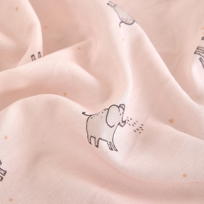 91家纺网 家纺一手货源 找家纺 锦罗绣 2025新款全棉双层纱印花系列单床笠 象象