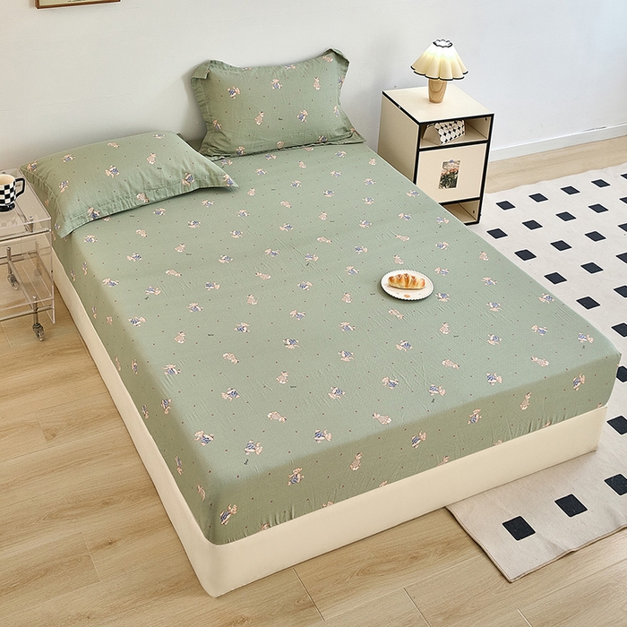 91家纺网 家纺一手货源 找家纺 （总）锦罗绣 2025新款全棉双层纱印花系列单床笠