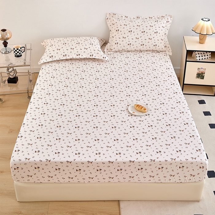 91家纺网 家纺一手货源 找家纺 锦罗绣 2025新款全棉双层纱印花系列单床笠 绅士犬