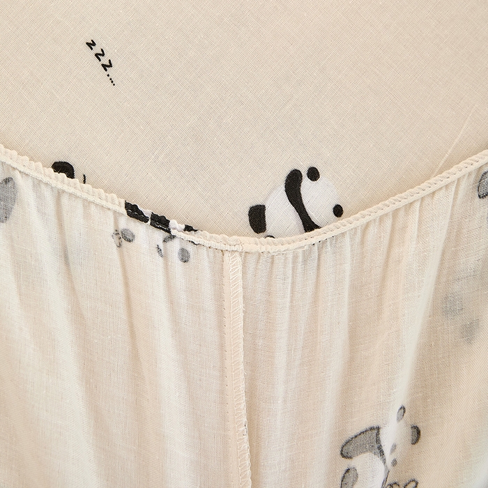 91家纺网 家纺一手货源 找家纺 锦罗绣 2025新款全棉双层纱印花系列单床笠 国宝熊猫