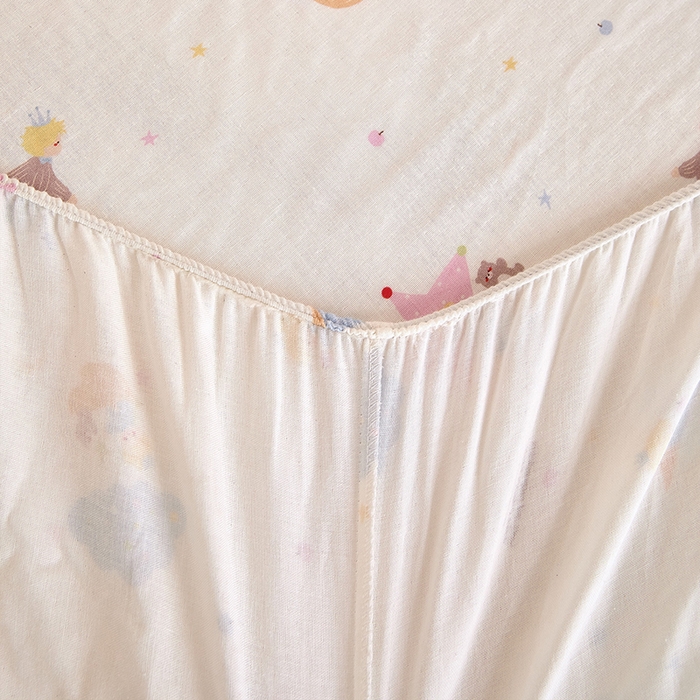 91家纺网 家纺一手货源 找家纺 锦罗绣 2025新款全棉双层纱印花系列单床笠 宝贝乐园