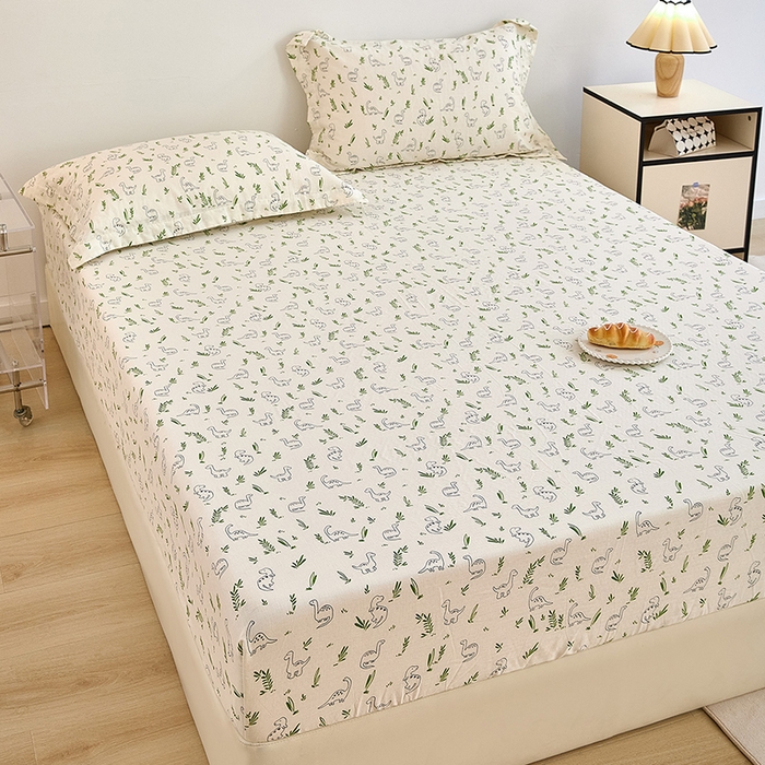 91家纺网 家纺一手货源 找家纺 锦罗绣 2025新款全棉双层纱印花系列单床笠 迷你龙