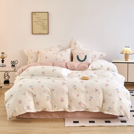 91家纺网 家纺一手货源 找家纺 （总）2025新款全棉双层纱印花四件套（第二批）