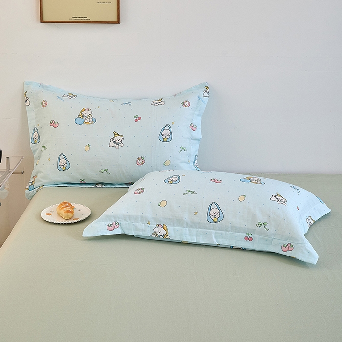 91家纺网 家纺一手货源 找家纺 2025新款全棉双层纱印花四件套（第二批）可爱小狗