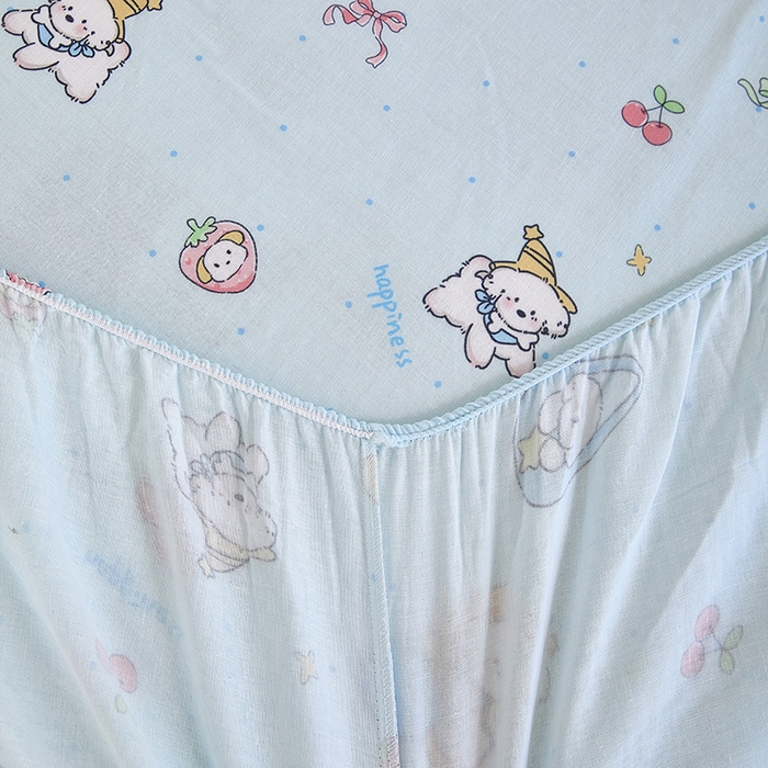 91家纺网 家纺一手货源 找家纺 锦罗绣 2025新款全棉双层纱印花系列单床笠 可爱小狗