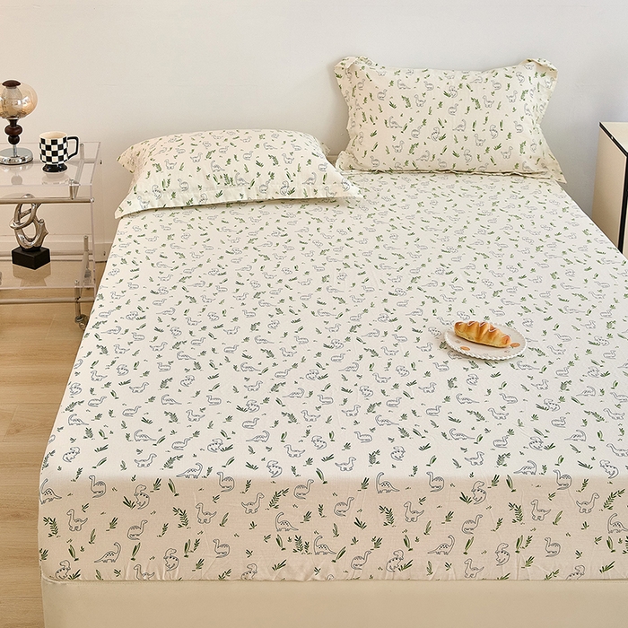 91家纺网 家纺一手货源 找家纺 锦罗绣 2025新款全棉双层纱印花系列单床笠 迷你龙