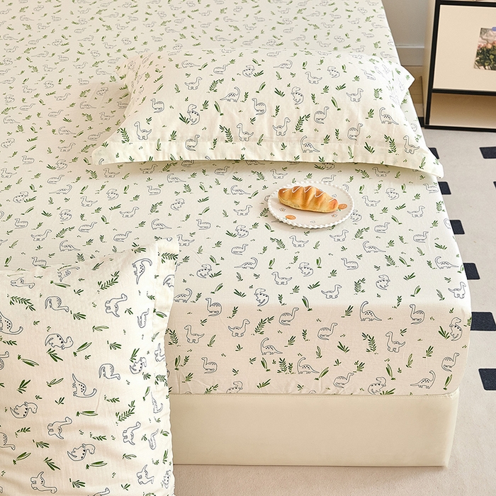 91家纺网 家纺一手货源 找家纺 锦罗绣 2025新款全棉双层纱印花系列单床笠 迷你龙