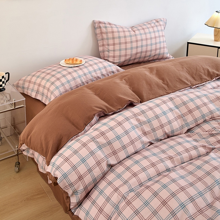 91家纺网 家纺一手货源 找家纺 2025新款全棉双层纱印花四件套（第二批）格调王