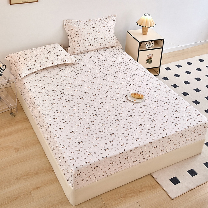 91家纺网 家纺一手货源 找家纺 锦罗绣 2025新款全棉双层纱印花系列单床笠 绅士犬