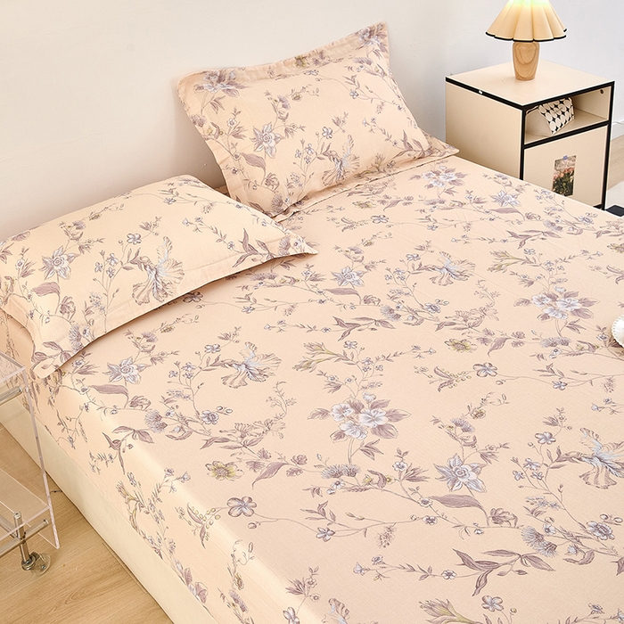 91家纺网 家纺一手货源 找家纺 锦罗绣 2025新款全棉双层纱印花系列单床笠 清新碎花