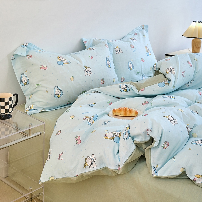 91家纺网 家纺一手货源 找家纺 2025新款全棉双层纱印花四件套（第二批）可爱小狗