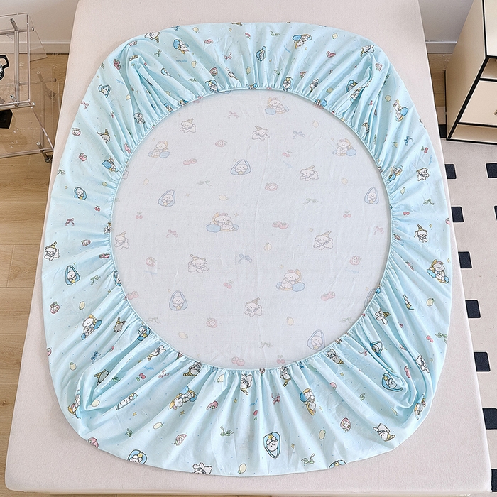 91家纺网 家纺一手货源 找家纺 锦罗绣 2025新款全棉双层纱印花系列单床笠 可爱小狗