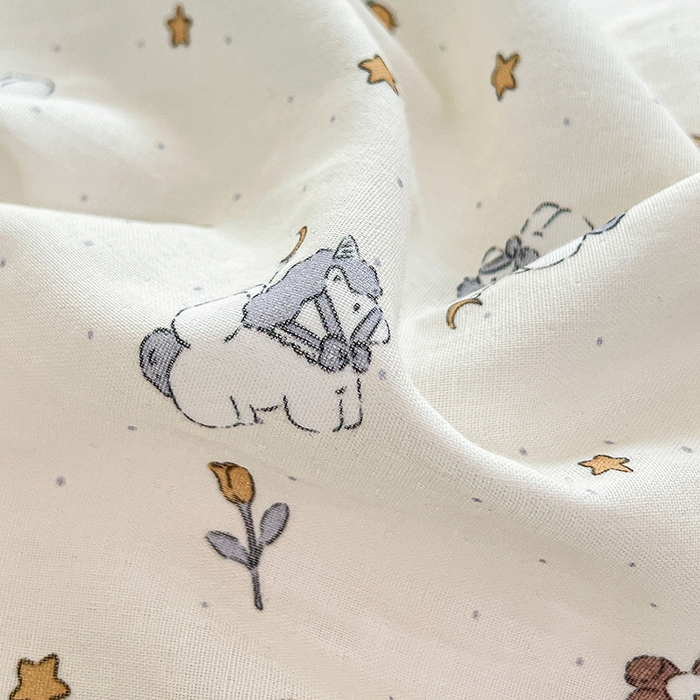 91家纺网 家纺一手货源 找家纺 2025新款全棉双层纱印花四件套（第二批）浪漫独角兽