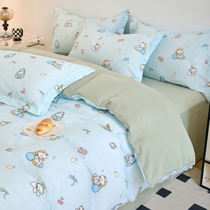 91家纺网 家纺一手货源 找家纺 2025新款全棉双层纱印花四件套（第二批）可爱小狗