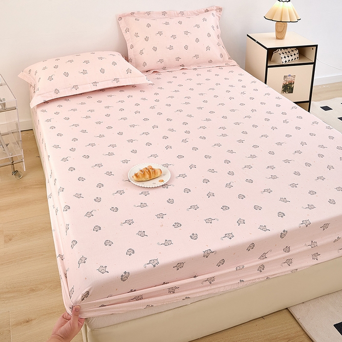 91家纺网 家纺一手货源 找家纺 锦罗绣 2025新款全棉双层纱印花系列单床笠 象象