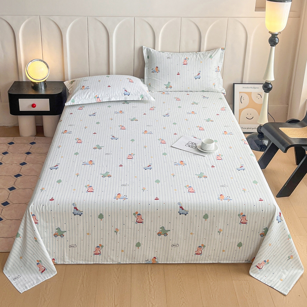 91家纺网 家纺一手货源 找家纺 金盛纺 2025新款13372全棉印花单品床单 迪迪龙