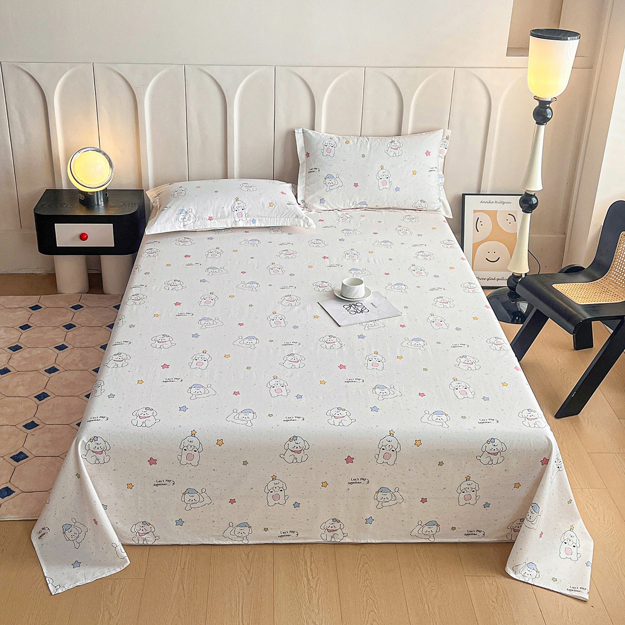 91家纺网 家纺一手货源 找家纺 金盛纺 2025新款13372全棉印花单品床单 小诗朵朵