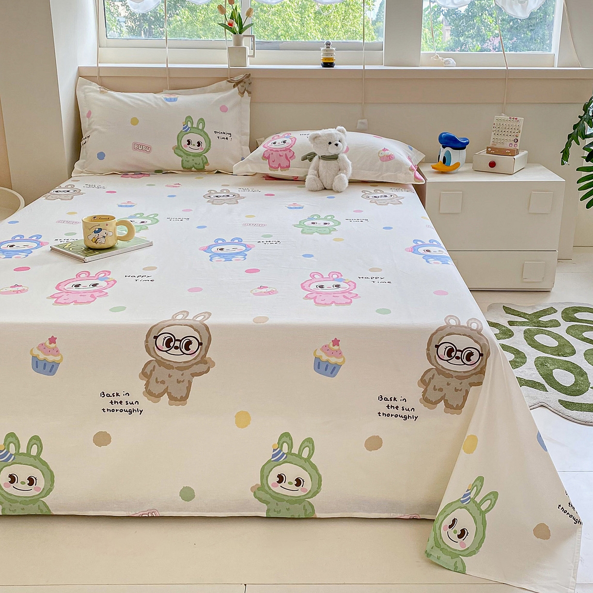 91家纺网 家纺一手货源 找家纺 金盛纺 2025新款13372全棉印花单品床单 彩萌布布