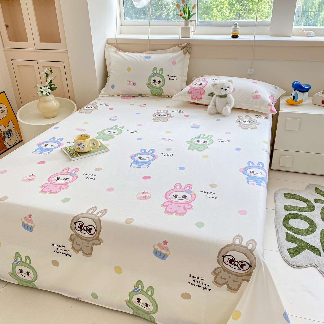 91家纺网 家纺一手货源 找家纺 金盛纺 2025新款13372全棉印花单品床单 彩萌布布