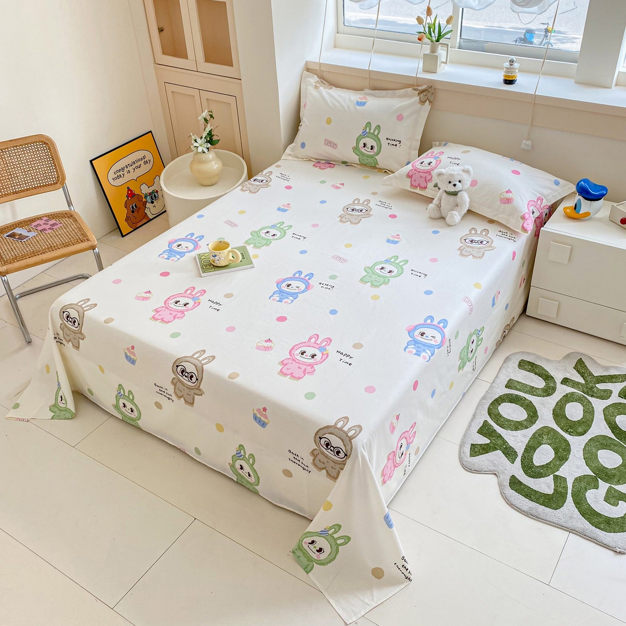 91家纺网 家纺一手货源 找家纺 金盛纺 2025新款13372全棉印花单品床单 彩萌布布