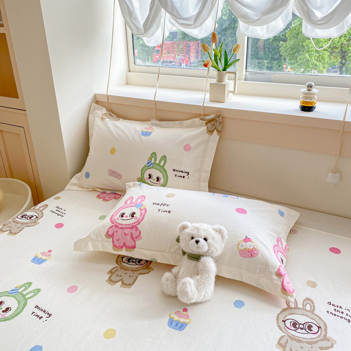 91家纺网 家纺一手货源 找家纺 金盛纺 2025新款13372全棉印花单品床单 彩萌布布