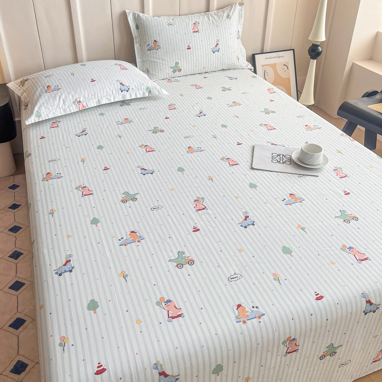 91家纺网 家纺一手货源 找家纺 金盛纺 2025新款13372全棉印花单品床单 迪迪龙