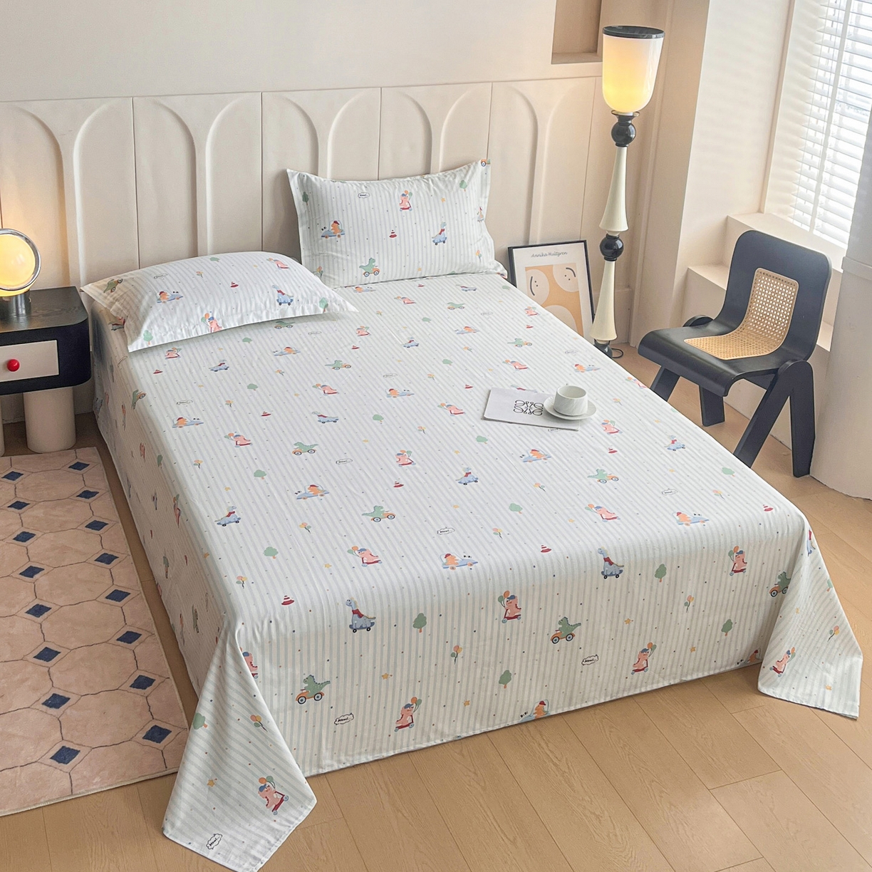 91家纺网 家纺一手货源 找家纺 金盛纺 2025新款13372全棉印花单品床单 迪迪龙