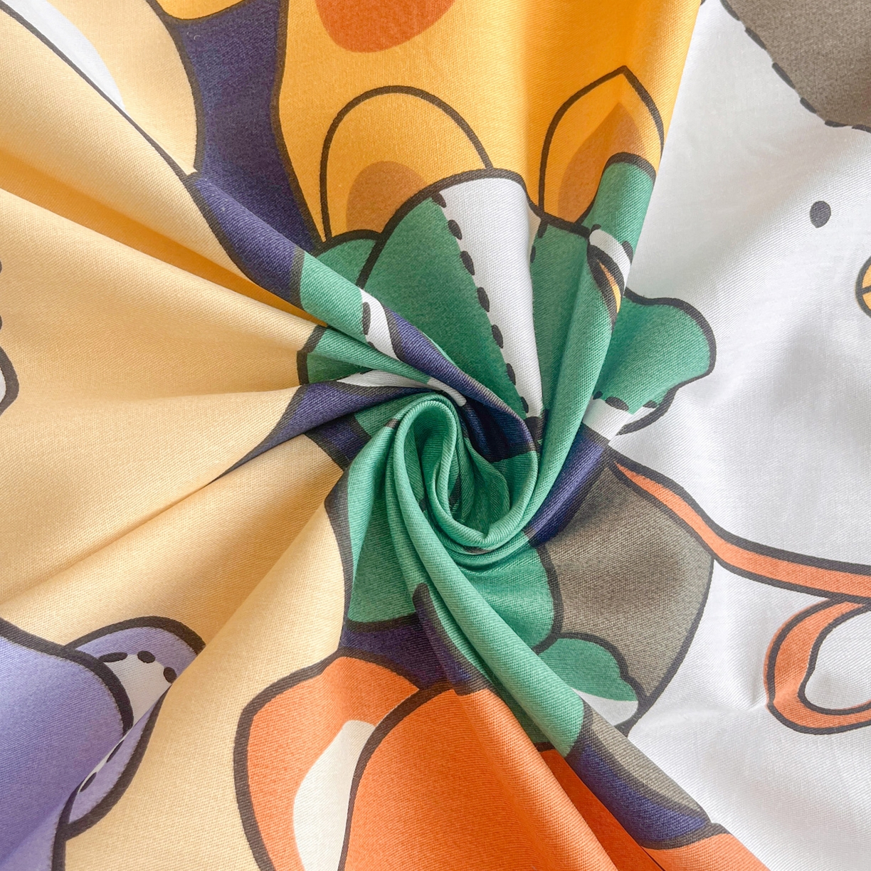 91家纺网 家纺一手货源 找家纺 金盛纺 2025新款13372全棉印花单品床单 动物联盟