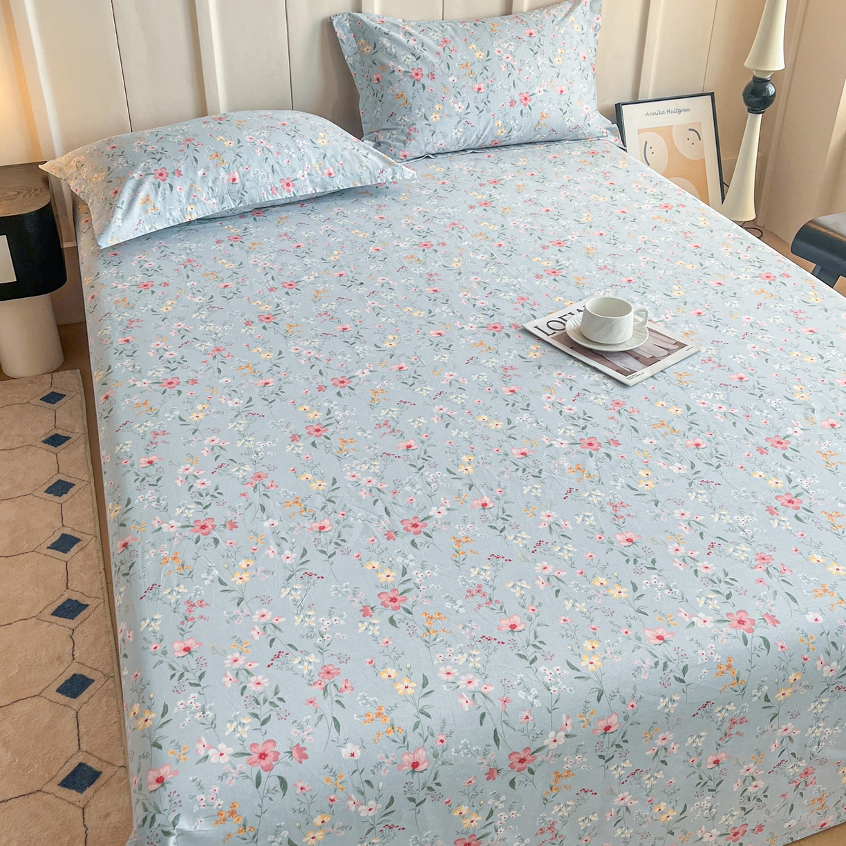 91家纺网 家纺一手货源 找家纺 金盛纺 2025新款13372全棉印花单品床单 芬芳满园