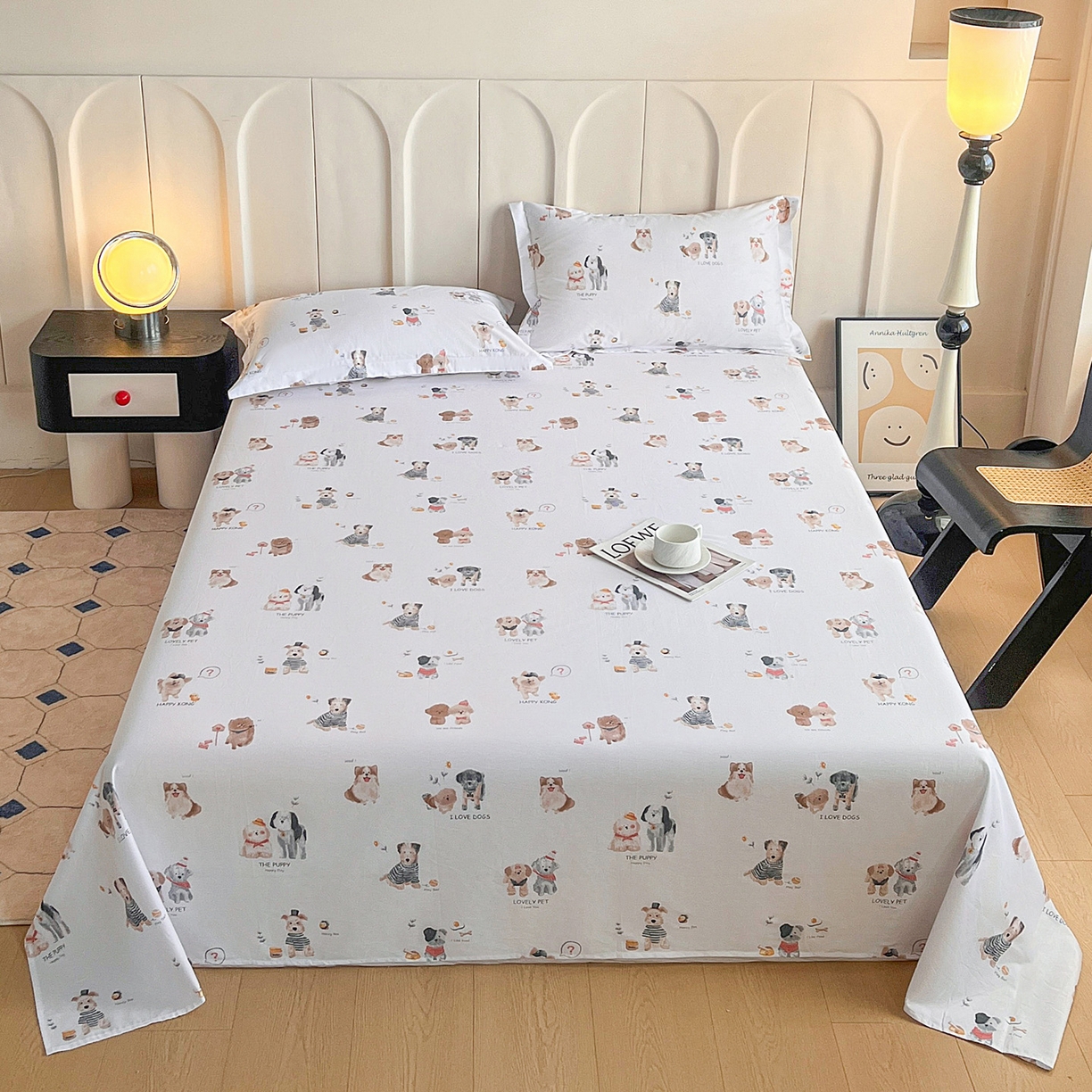 91家纺网 家纺一手货源 找家纺 金盛纺 2025新款13372全棉印花单品床单 欢乐家族