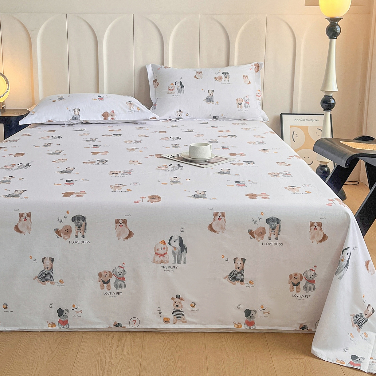 91家纺网 家纺一手货源 找家纺 金盛纺 2025新款13372全棉印花单品床单 欢乐家族